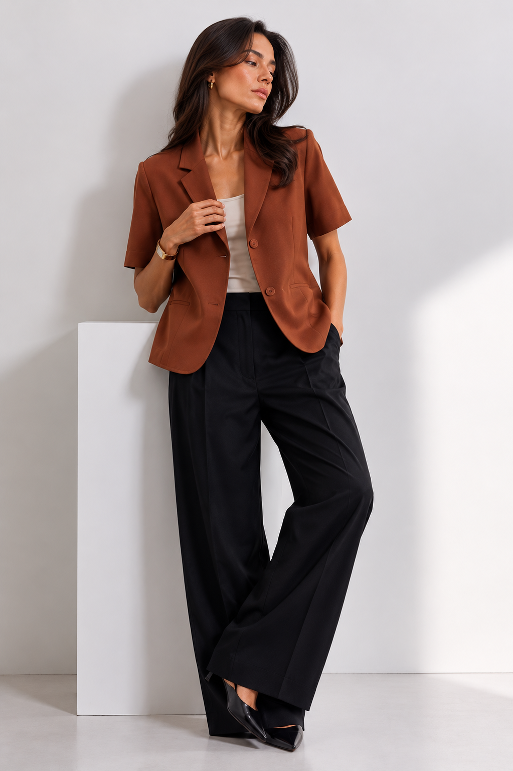 Heritage Short-Sleeve Blazer Jacket.
