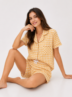 Women’s Short Pyjama Set (2-Piece) – Button-Through Short Sleeve Shirt & Tie-Waist Shorts