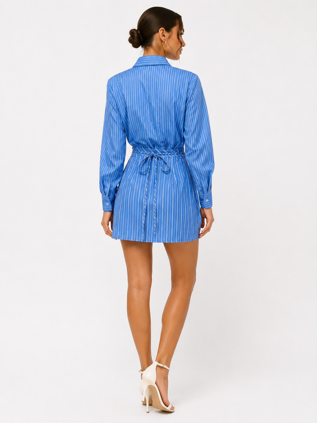 Tailored Longline Blazer Shirt and Striped Suit Shorts Co-ord