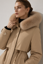 Longline Parka Coat with Fur Collar