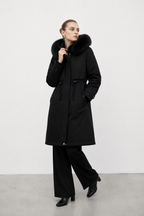 Longline Parka Coat with Fur Collar