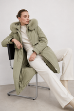 Longline Parka Coat with Fur Collar