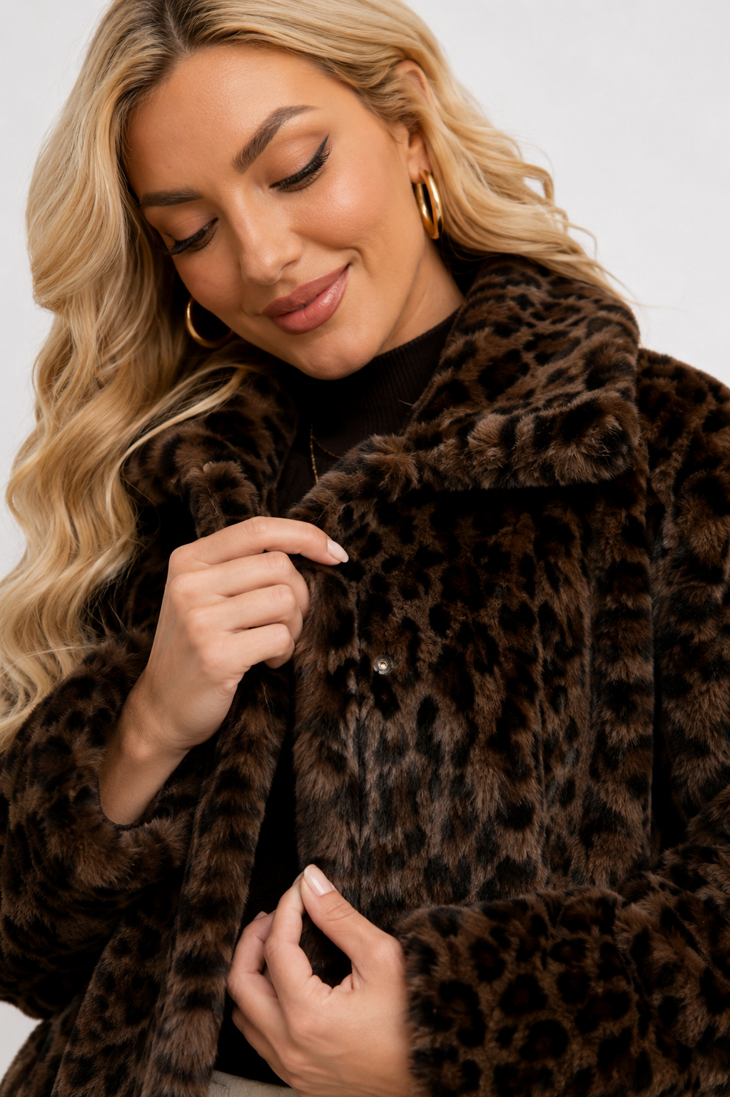Patterned High-Pile Longline Coat