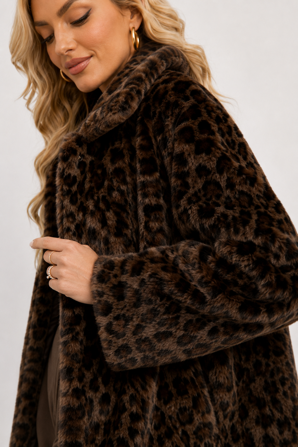 Patterned High-Pile Longline Coat