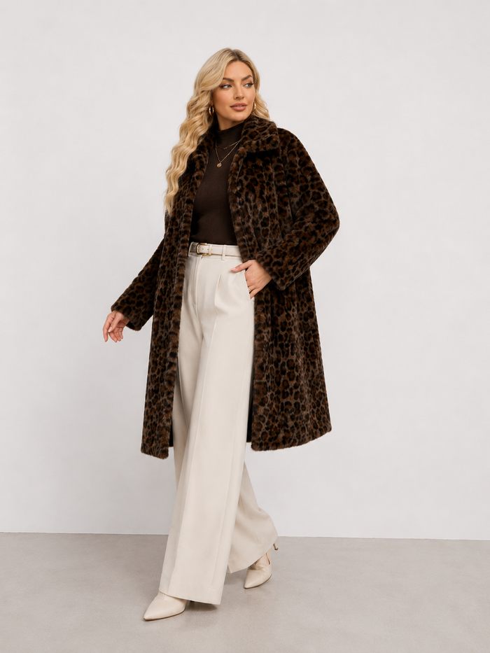 Patterned High-Pile Longline Coat