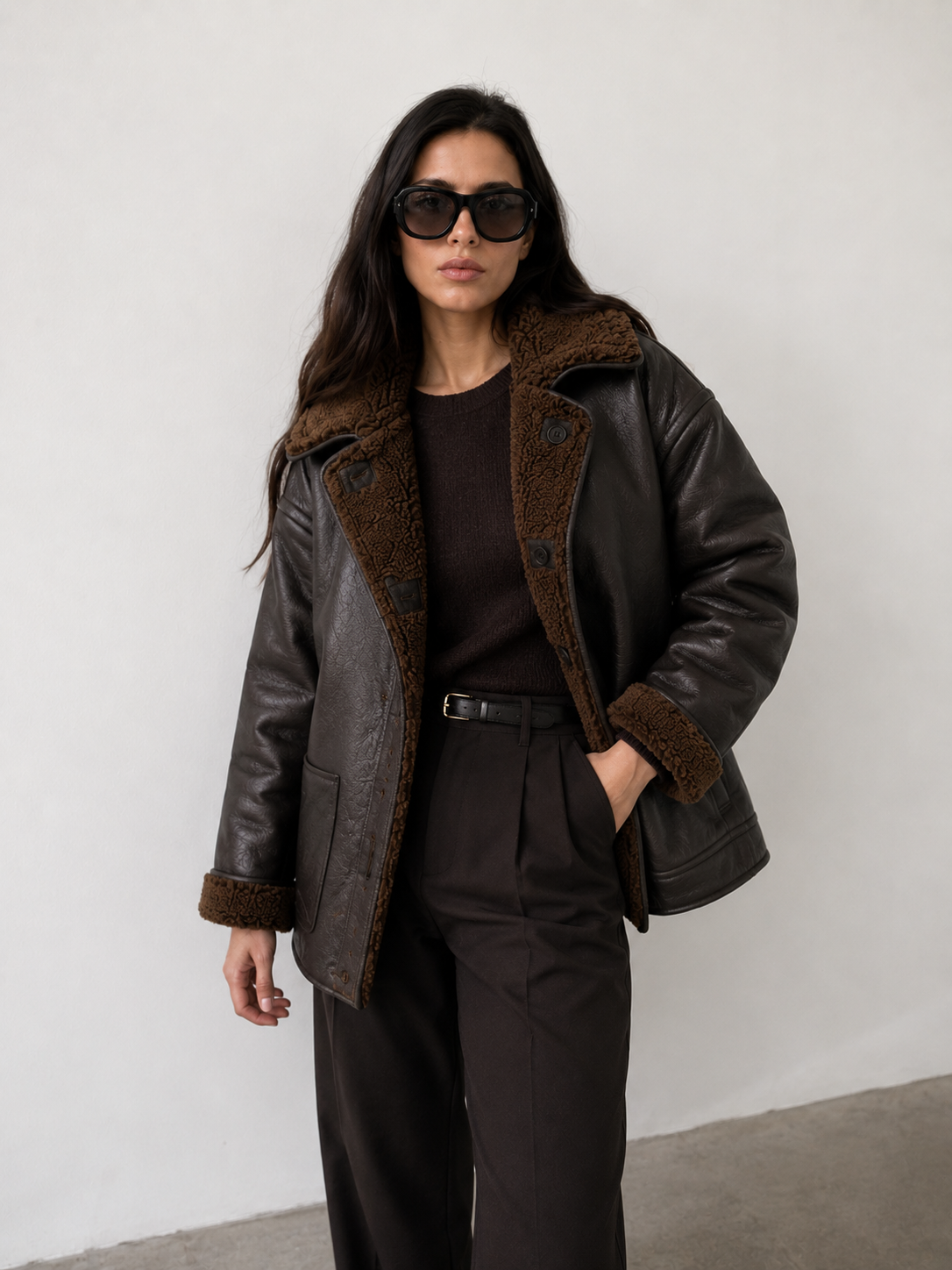 Contrast Collar Structured Jacket