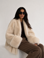 Fur-Trim Oversized Coat