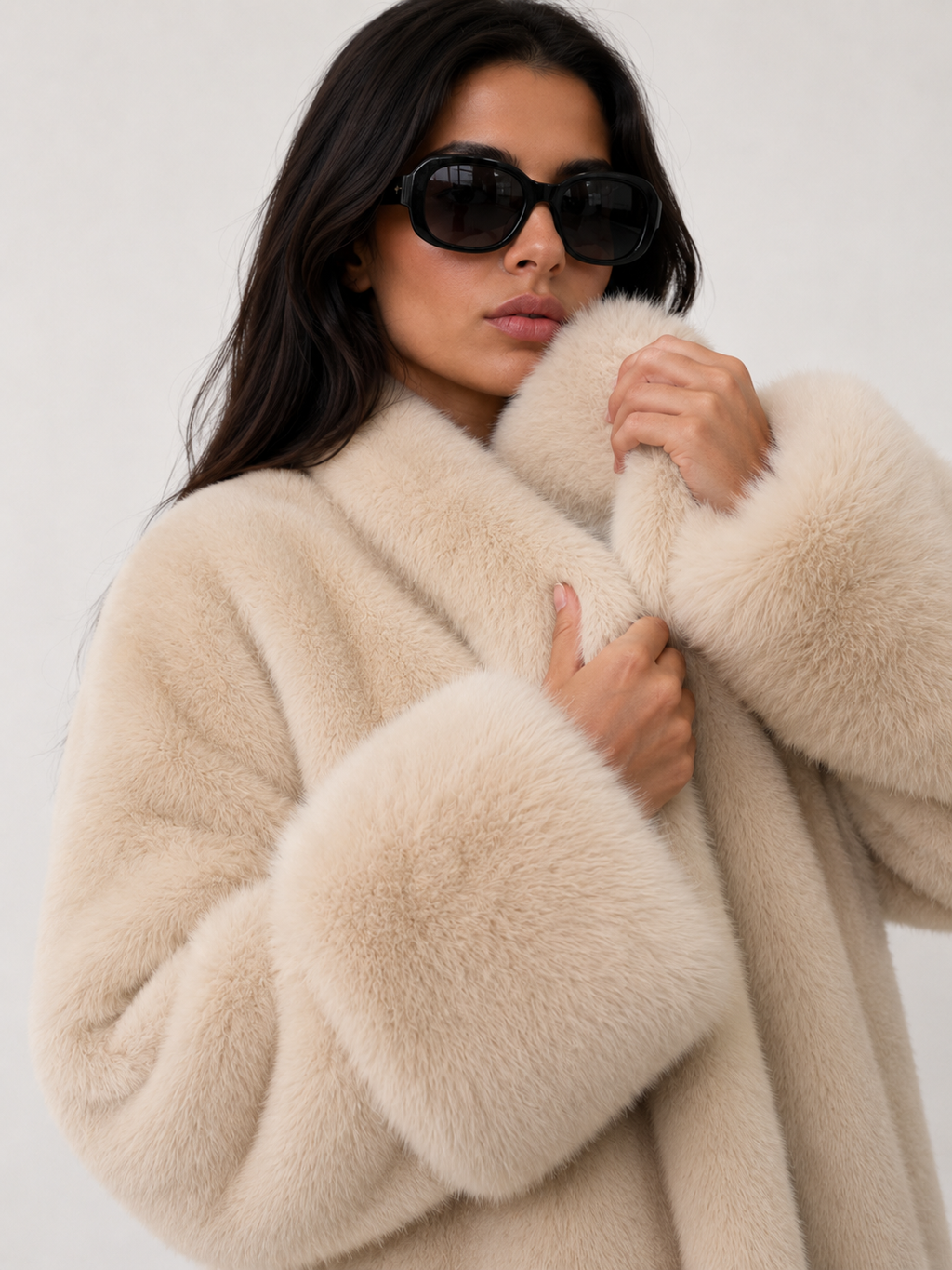 Fur-Trim Oversized Coat