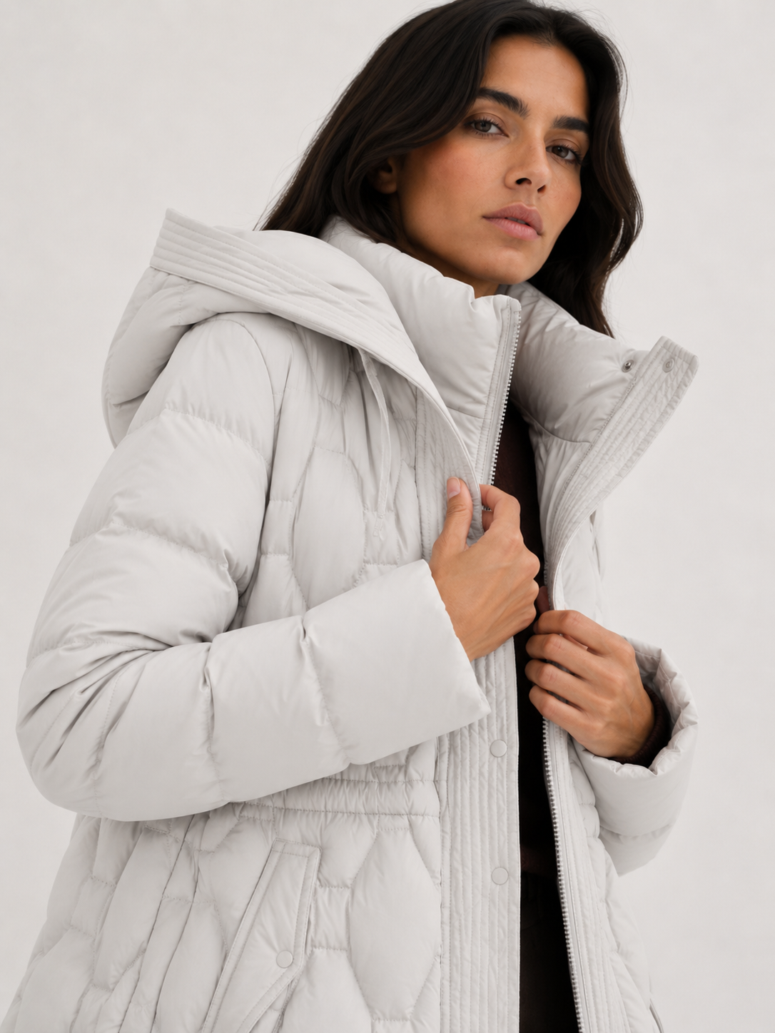 Quilted Longline Hooded Coat