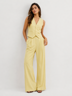 Tailored Sleeveless Waistcoat and Wide-Leg Trouser Set