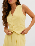 Tailored Sleeveless Waistcoat and Wide-Leg Trouser Set