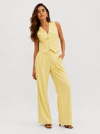Tailored Sleeveless Waistcoat and Wide-Leg Trouser Set