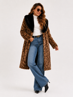 Collared Faux Fur Midi Coat