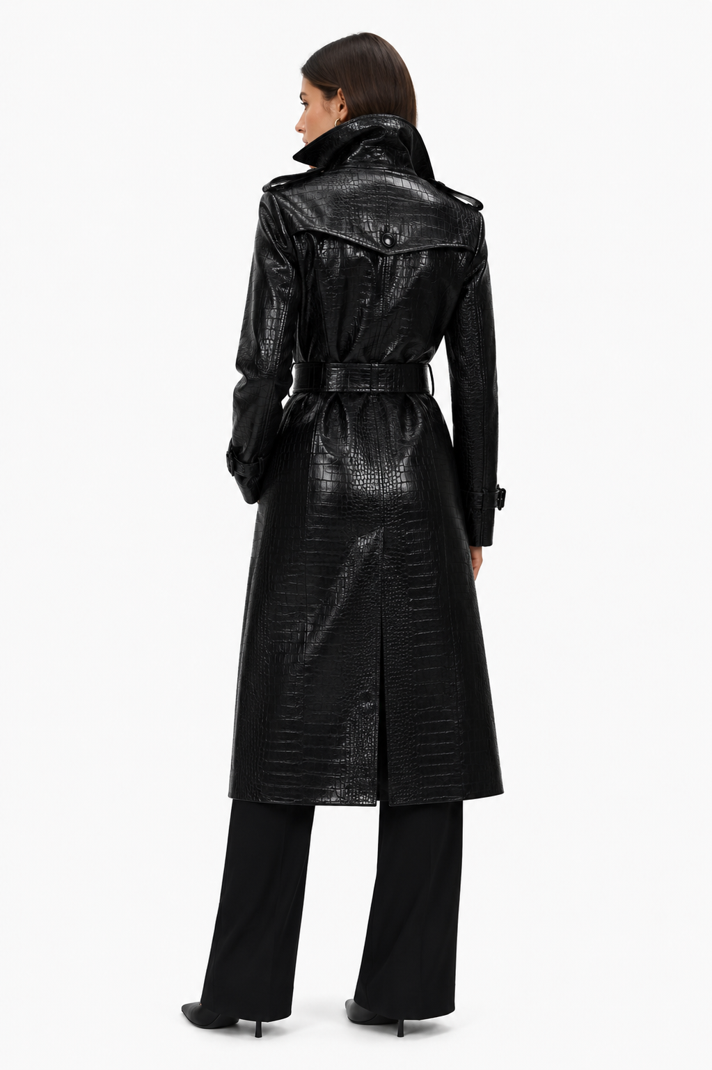 Structured Croc-Effect Trench Coat