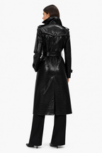 Structured Croc-Effect Trench Coat