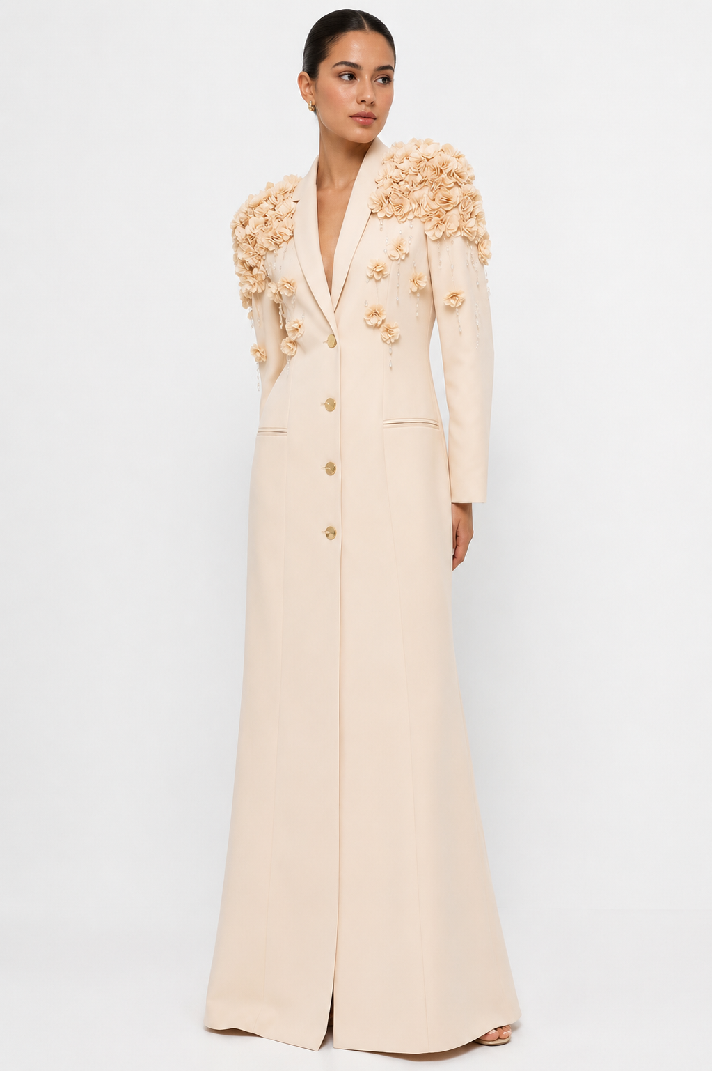 Maxi Tailored Dress Statement Shoulders