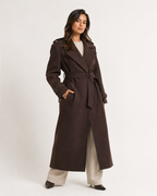 Wide-Lapel Belted Longline Coat