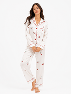 Women’s Pyjama Set – Button-Through Long Sleeve Shirt & Full-Length Trousers