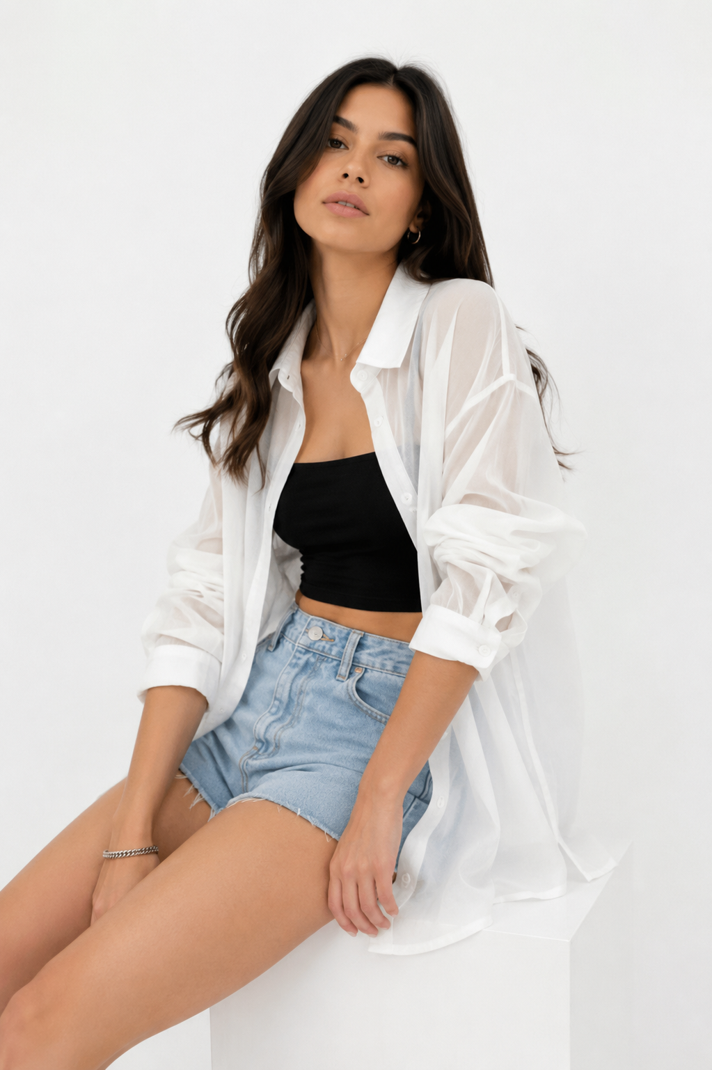 Sheer Organza Relaxed-Fit Shirt