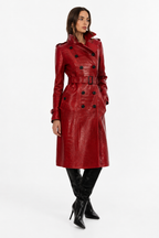 Structured Croc-Effect Trench Coat