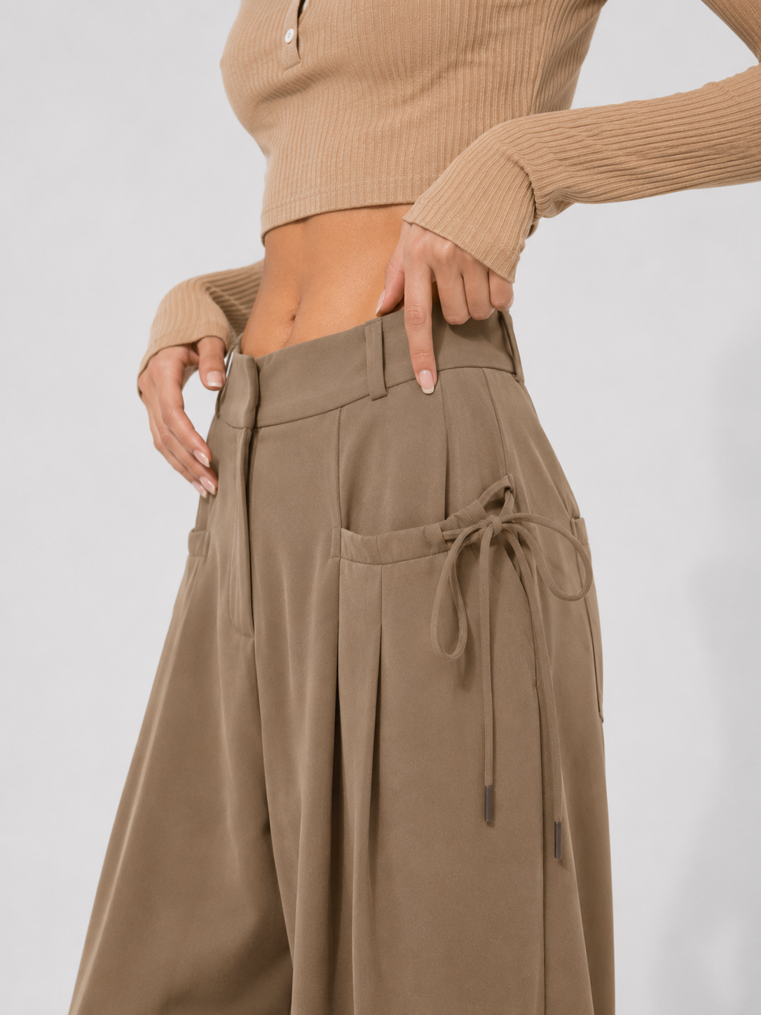 Shirring Casual Wide Leg Pants Women High Waist Street Basic Loose Sweat Trousers Korean Retro Gray Office Y2K Lady Pants
