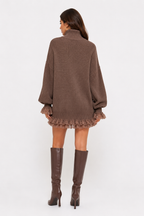 Mirelle Knit Dress (Feather‑Trim Hem)