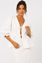 Ruffle Sleeve Blouse and Flowing Maxi Skirt Co-Ord Set