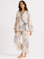 Women’s Wrap Pyjama Set – Kimono-Style Top & Full-Length Trousers