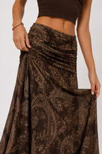 Irregular Printed Big Swing Long Skirts For Women High Waist Buttock Cover A-Line Maxi Skirt Female Vintage Bottom Clothes