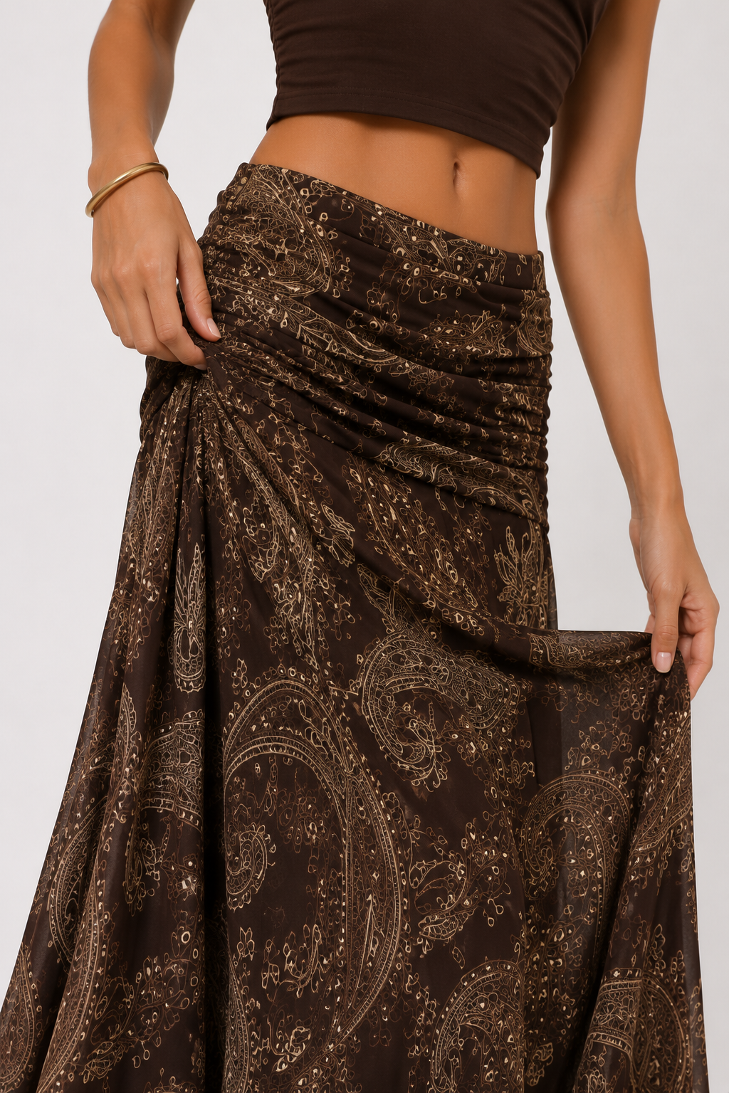 Irregular Printed Big Swing Long Skirts For Women High Waist Buttock Cover A-Line Maxi Skirt Female Vintage Bottom Clothes