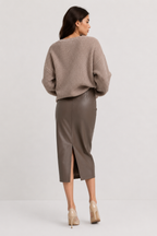 Split-Hem Leather-Effect Pencil Skirt