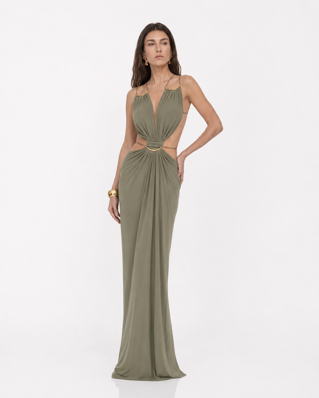 Halter Cut-Out Backless Maxi Dress