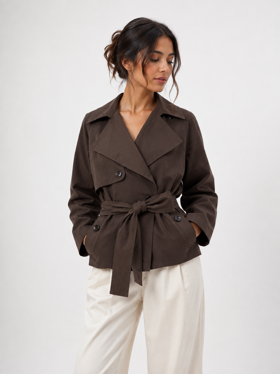 Belted Double-Breasted Trench Jacket
