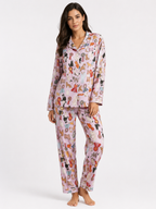 Women’s Printed Pyjama Set – Button-Through Long Sleeve Shirt & Jogger Trousers