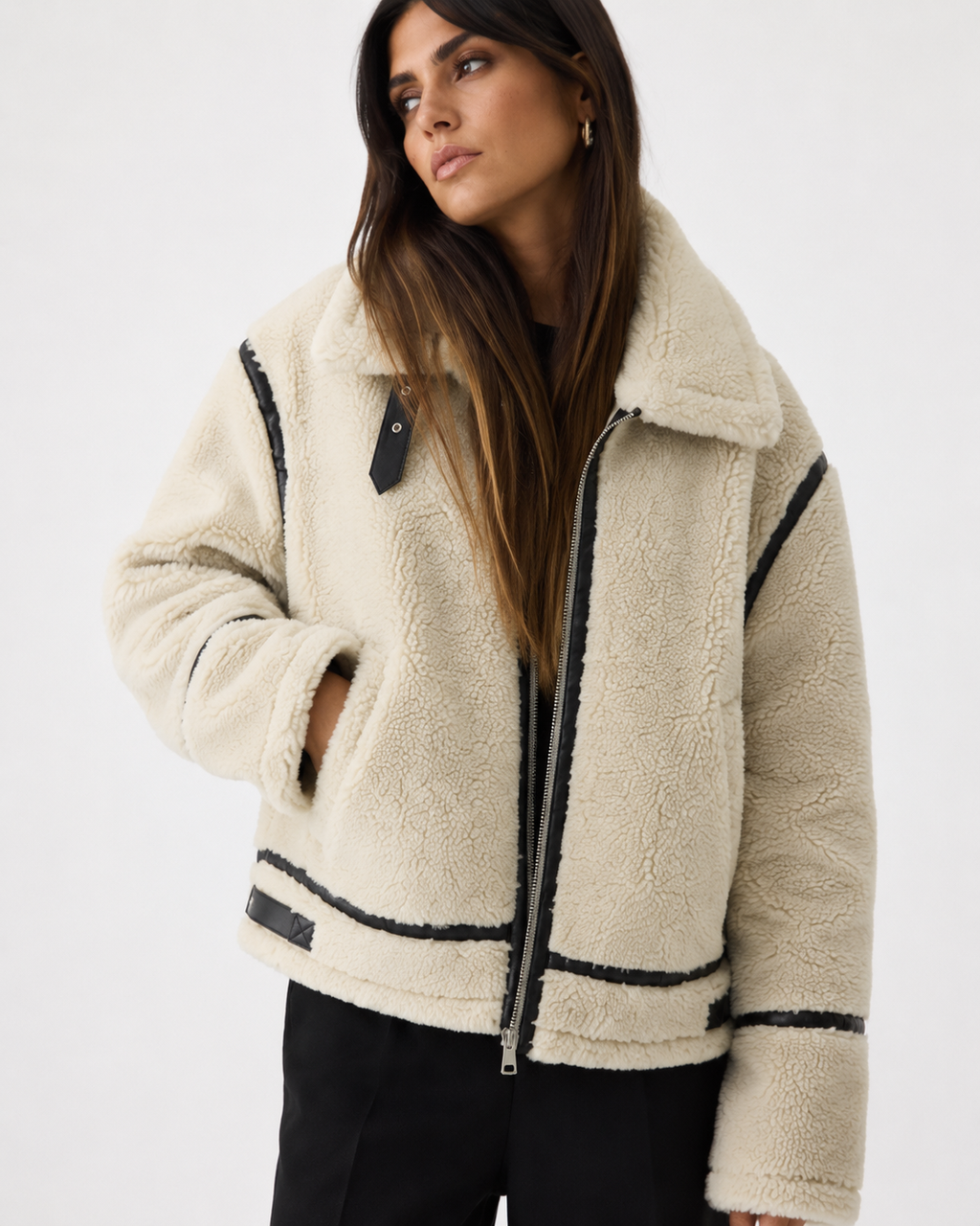 Aviator Shearling-Style Winter Jacket