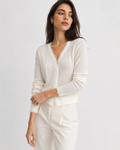 Lace-Trim V-Neck Cardigan