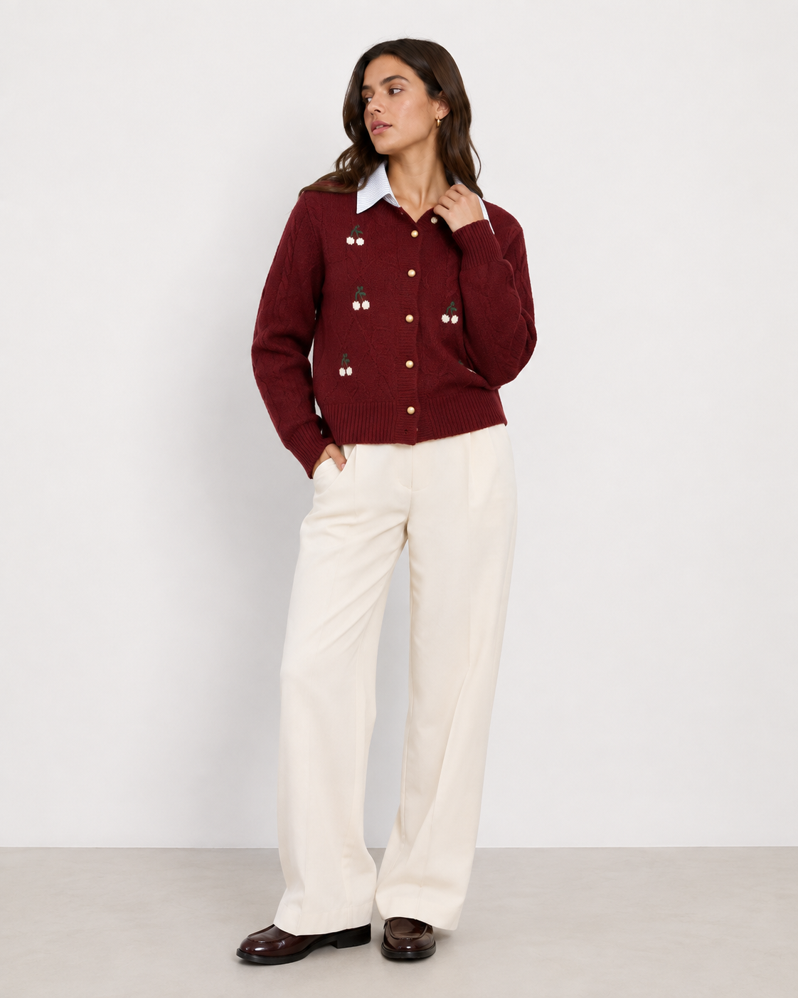 Relaxed Collared Knit Cardigan