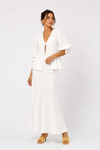 Ruffle Sleeve Blouse and Flowing Maxi Skirt Co-Ord Set