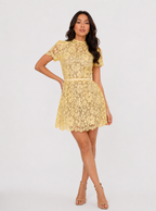 Lace Bow-Waist Mini Dress