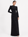 Maxi Dress Embellished High Neck