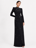 Maxi Dress Embellished High Neck