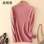 Warm 100% Mink Cashmere Sweater Knit Pullovers Female Winter High Elasticity Soft Tops High Collar Casual Basic Women Shirt 2021