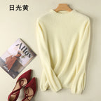 New Autumn Round Neck 100%Pure Mink Cashmere Sweater Women Short Loose Knit Base Shirt Long-Sleeve Hollow Blouse Warm Pullover