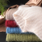 Warm 100% Mink Cashmere Sweater Knit Pullovers Female Winter High Elasticity Soft Tops High Collar Casual Basic Women Shirt 2021