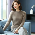 Super Warm 100% Mink Cashmere Sweaters and Pullovers Women Autumn Winter Soft Sweater Half Turtleneck Female Basic Pullovers