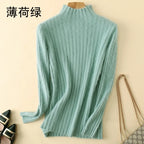 Warm 100% Mink Cashmere Sweater Knit Pullovers Female Winter High Elasticity Soft Tops High Collar Casual Basic Women Shirt 2021