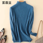 Warm 100% Mink Cashmere Sweater Knit Pullovers Female Winter High Elasticity Soft Tops High Collar Casual Basic Women Shirt 2021