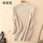 Warm 100% Mink Cashmere Sweater Knit Pullovers Female Winter High Elasticity Soft Tops High Collar Casual Basic Women Shirt 2021