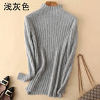 Warm 100% Mink Cashmere Sweater Knit Pullovers Female Winter High Elasticity Soft Tops High Collar Casual Basic Women Shirt 2021