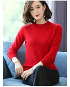 Super Warm 100% Mink Cashmere Sweaters and Pullovers Women Autumn Winter Soft Sweater Half Turtleneck Female Basic Pullovers
